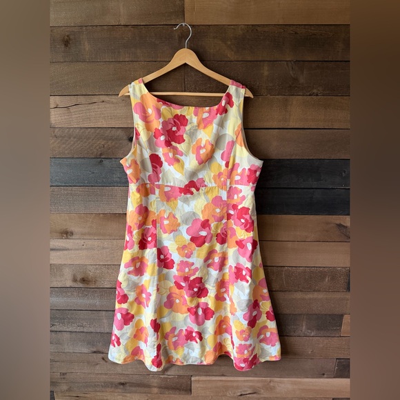 Vintage Floral Cotton Sundress Pink Yellow Sleeveless Fit And Flare Dress - Picture 8 of 11